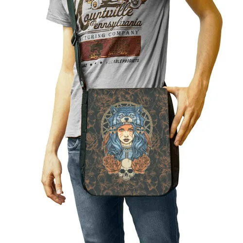 Сумка через плечо 3D Волчица для мужчин и женщин спорта отдыха путешествий