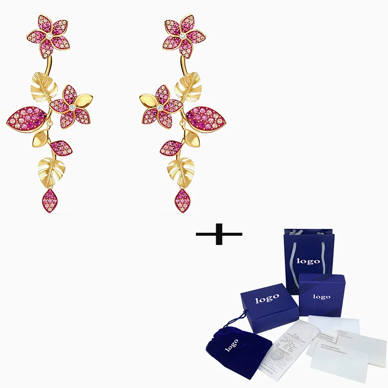Новинка 2020 модные высококачественные серьги SWA в виде листьев розового