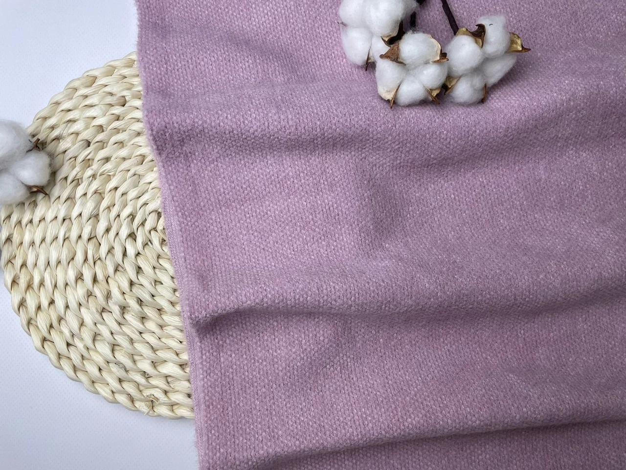 Ткань для шитья трикотаж Ангора Альпака сухая роза лила (отрез 150см*125см) - купить