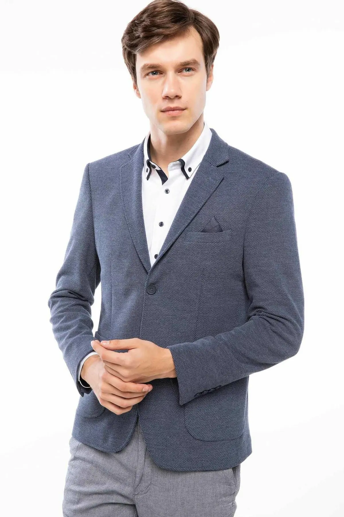 DeFacto новинка роскошный мужской блейзер модный бренд высокое качество хлопок