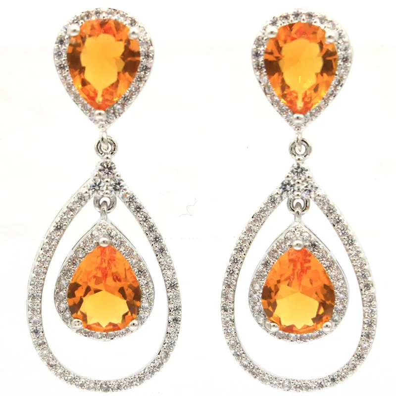 42x17 м Роскошные Длинные большие серьги из красного рубина золота цитрина Яркий