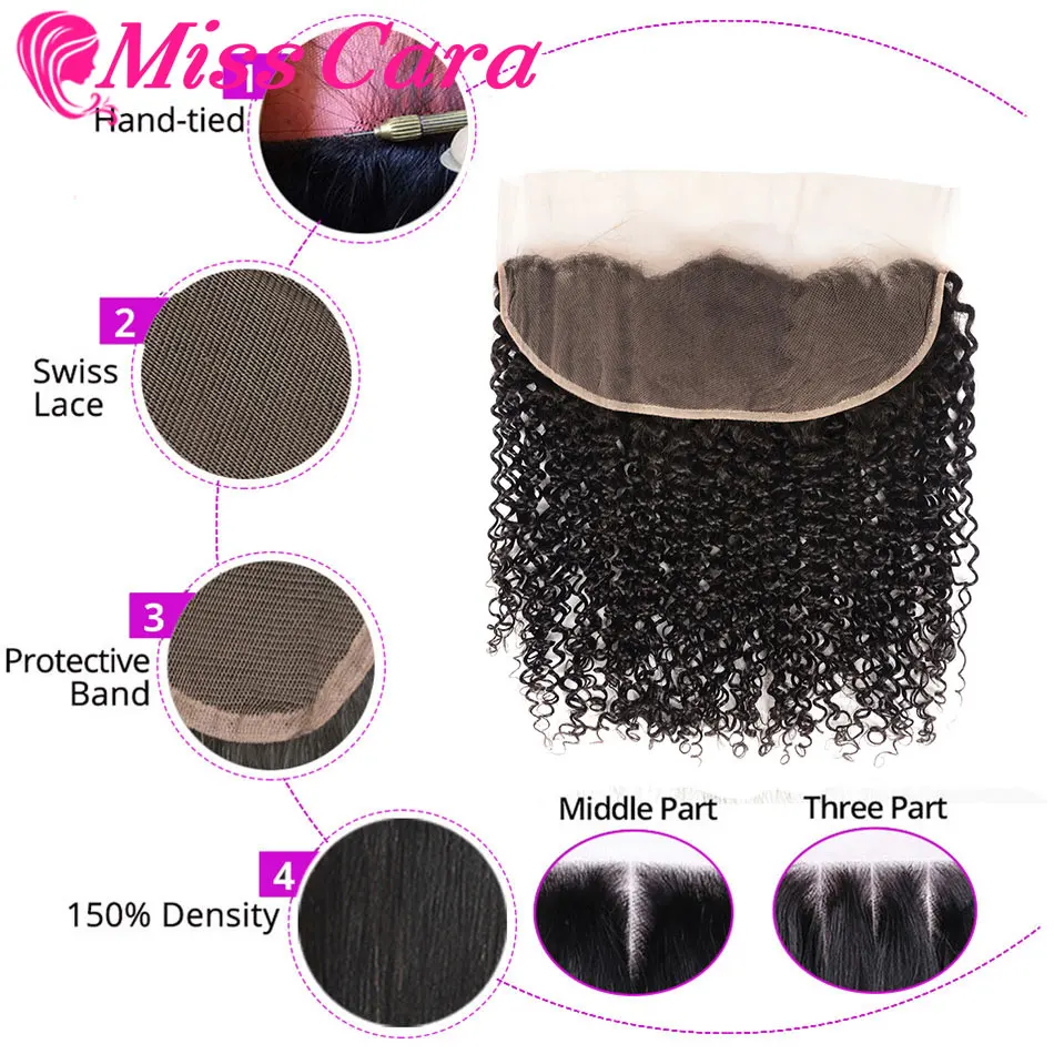 Бразильские кудрявые пучки с фронтальной 100% Реми человеческие волосы пучок