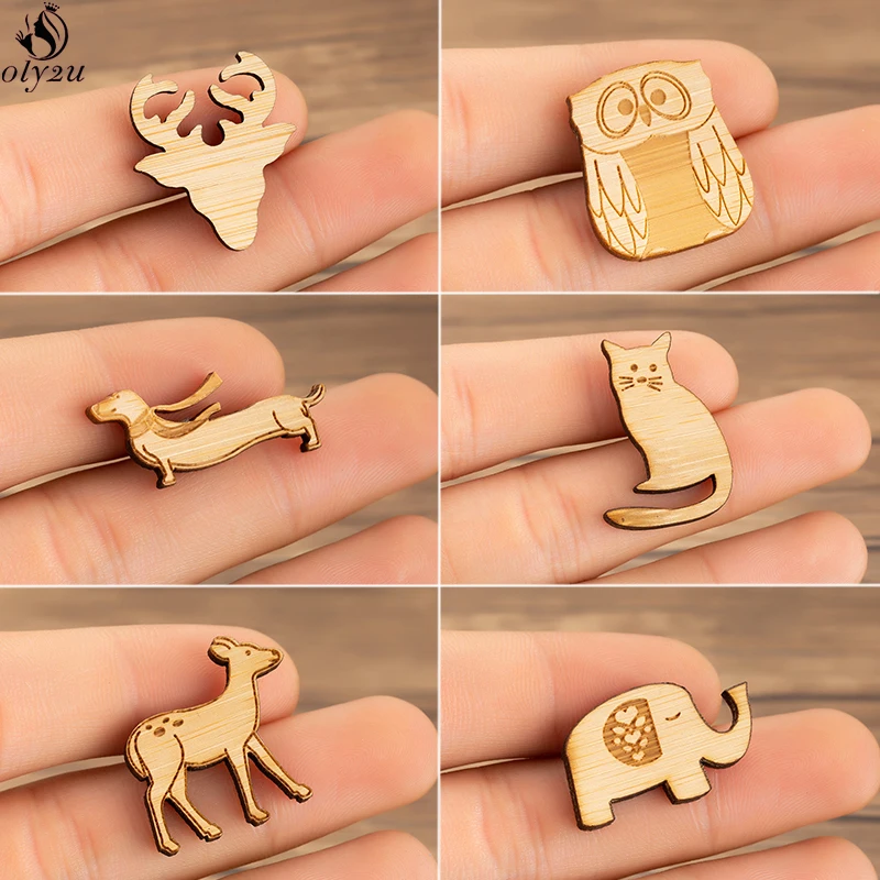 Простые креативные деревянные броши и булавки в виде животных милые