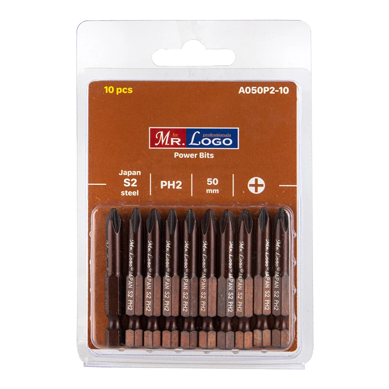Биты для шуруповерта магнитные PH2 x 50 мм Mr.Logo Сталь - S2
