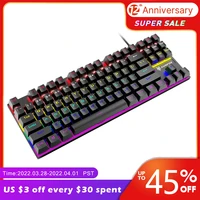 Original Keys RGB Gaming Portable Mechanical Keyboard USB Wired Blue Axis For Desktop Tablet Laptop