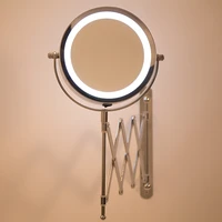 led makeup mirror bath mirror magnification wall mounted adjustable cosmetic mirror dual arm extend 2 face bathroom mirror 3x