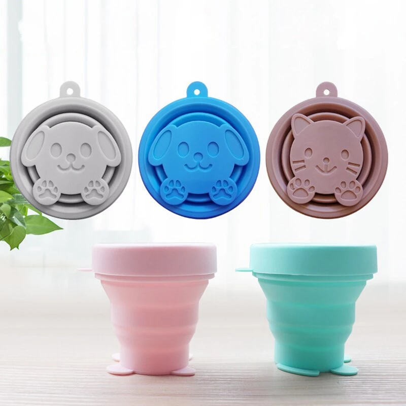 170 мл Складная силиконовая чашка с крышкой для путешествий кемпинга