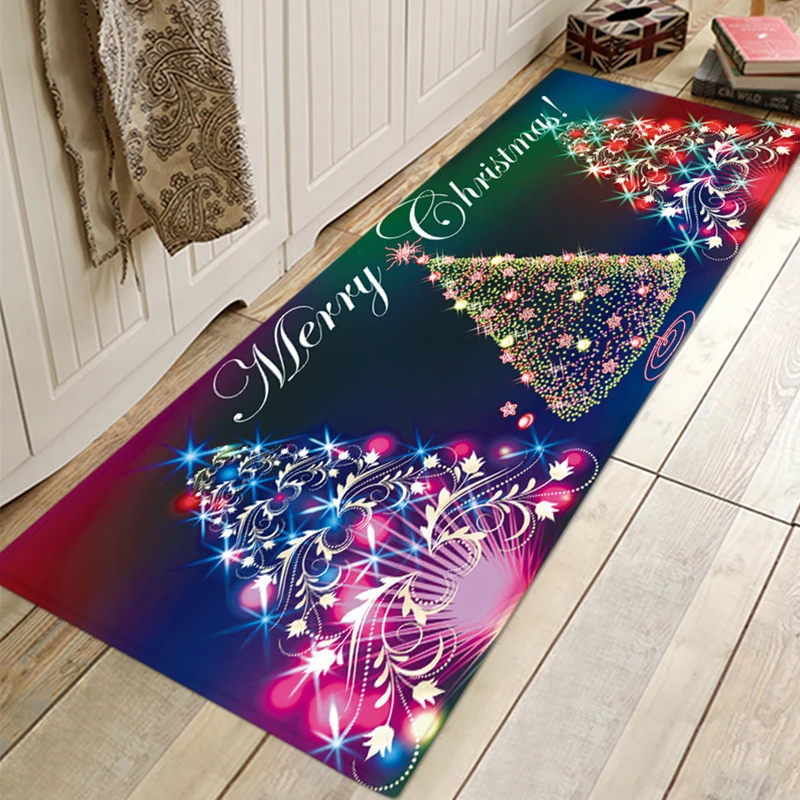 Christmas Lantern A 3D Рождественский Санта-Клаус, Противоскользящий коврик для кухни, столовой, камина, пола, фланелевый ковер, ковер, прочное Рождественское украшение для дома, напольный коврик - Цвет: Christmas Lantern A