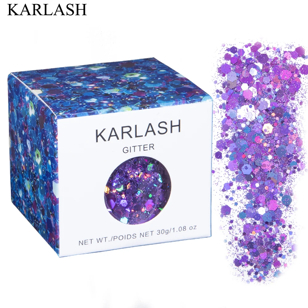 

KARLASH Mix Purple Nail Glitter Flakes 30g Craft Extra Fine Powder Sparkly Loose Glitter for Nails Festival Decorations Supplies