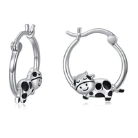 harong silver plated cute animal cows earrings teens girl copper fashion mini stud earring female party aesthetics clip jewelry