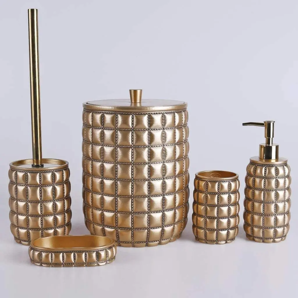 

By Selim Kapitone 5 Pieces Bathroom Set Gold