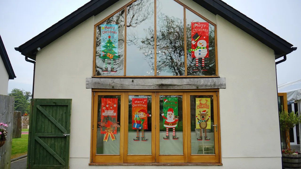 

Christmas decoration hanging cloth window poster shopping mall restaurant hotel decoration party atmosphere dress up supplies