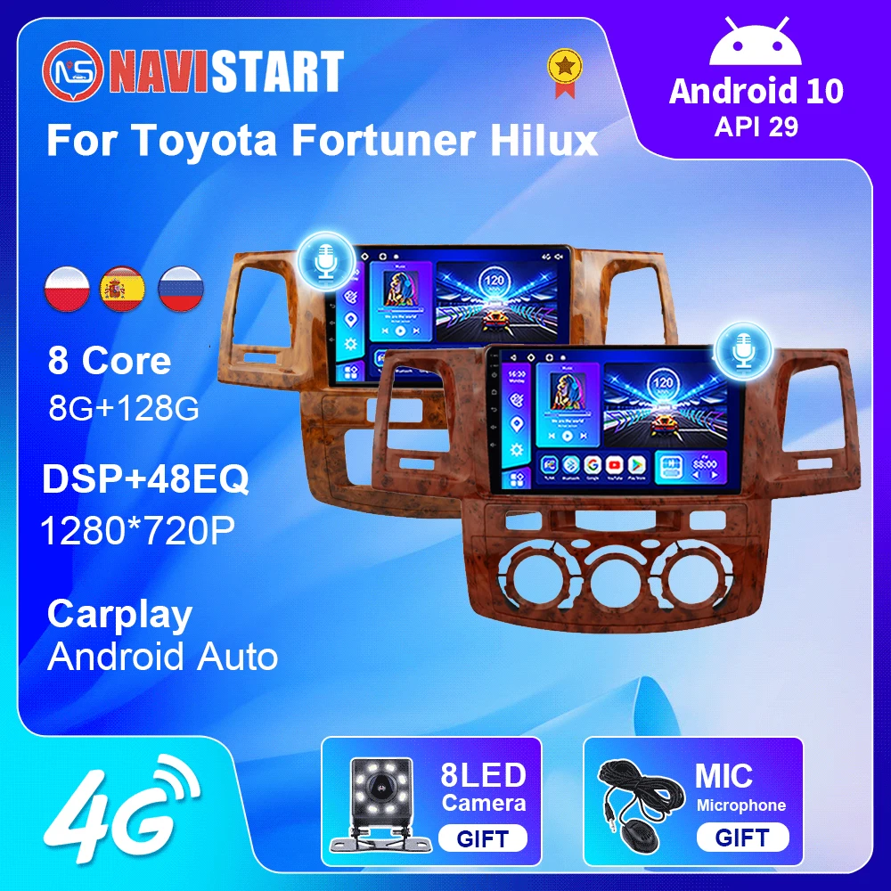 

NAVISTART 8G 128G автомобильное радио для Toyota Fortuner Hilux 2008 2009 2010 2011 2012 2013 2014 BT Carplay GPS-навигатор плеер 2 Din