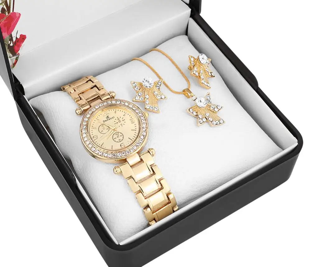 Набор из ожерелья и сережек с коробкой|Женские наручные часы| |