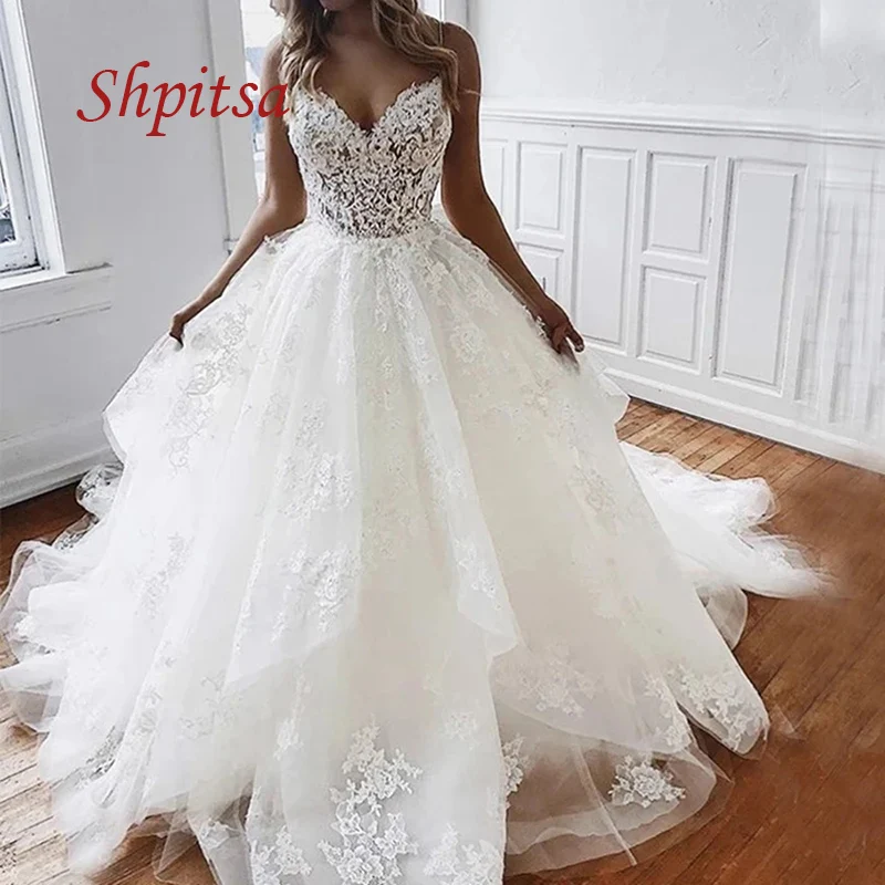 

Sexy Lace Wedding Dresses Ball Gown White Ivory Tulle Plus Size Sweetheart Women Weeding African Bridal Bride Dresses