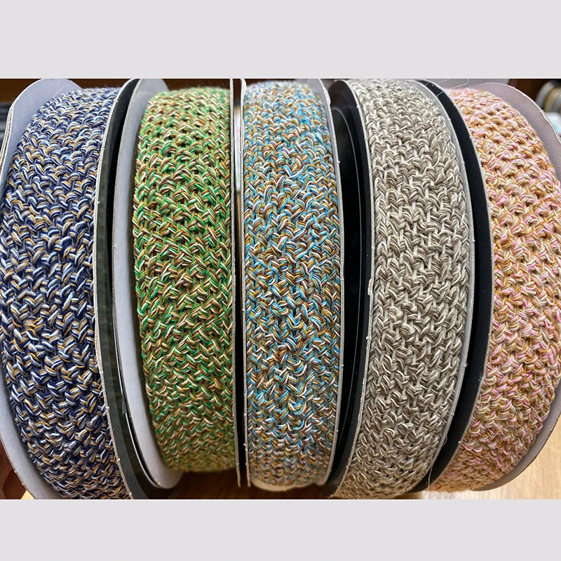 Твидовая тесьма из хлопка и полиэстера 25 мм 40 жаккард зимняя Смешанная отделка