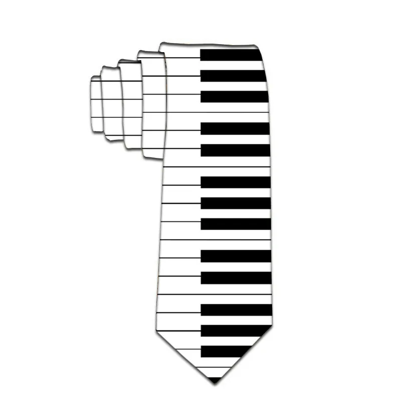 Забавный галстук с принтом фортепиано классический цветной цветочной вышивкой