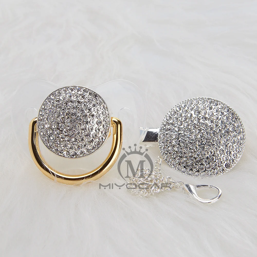 MIYOCAR Золотая красивая принцесса bling Серебряная «соска» и Соска-пустышка набор клипсов BPA бесплатно пустышка bling уникальный дизайн как