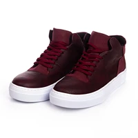 ythg claret red artificial leather sneakers lightweight running shoes men women breathable lace up unisex casual 2021 spring and fall odorless fashion wedding orthopedic walking sport footwear