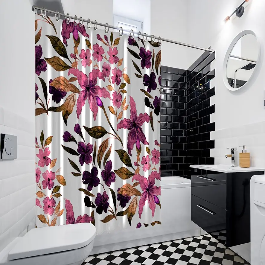 Занавески для душа лилии цветы с листьями цветочный узор Роскошный дизайн