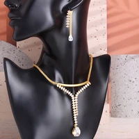 earrings for women 2021 water drop jewelry cubic zirconia white earrings necklace set for women luxury quality jewelry