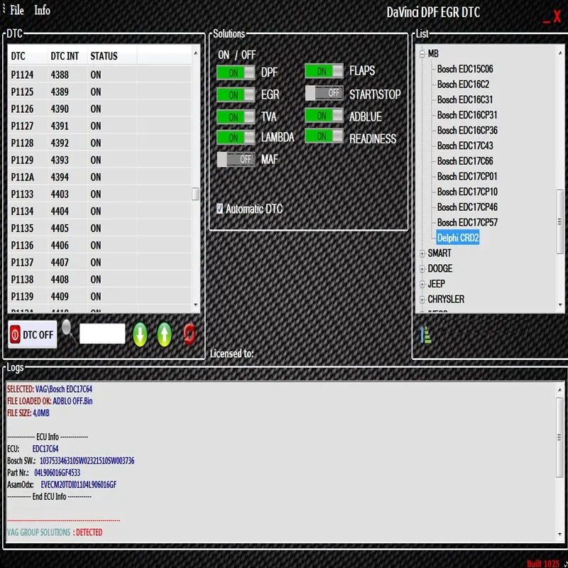 2021 PRO DPF рециркуляционные щитки ADBLUE OFF программное обеспечение CHIPTUNING remapper DAVINCI REMAP |