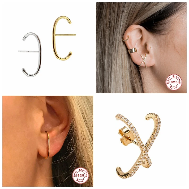 Минималистичные серьги гвоздики из стерлингового серебра 100% пробы с цирконом