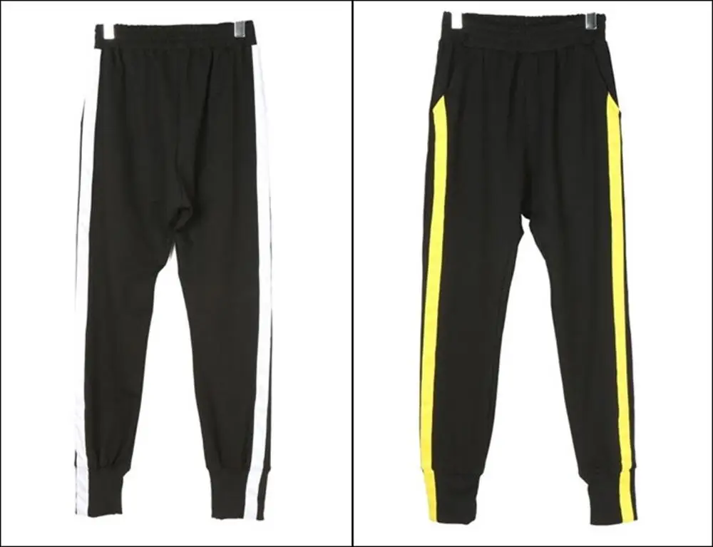 

Women Slim Fit Black & White Stripped Lounge Track Pants Sweatpant / Low Crotch / High Waist / Elastic Band