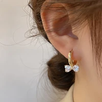 fashion light luxury bow ear buckle womens niche design 2022 new all match zircon pendant earrings for girlfriends gift