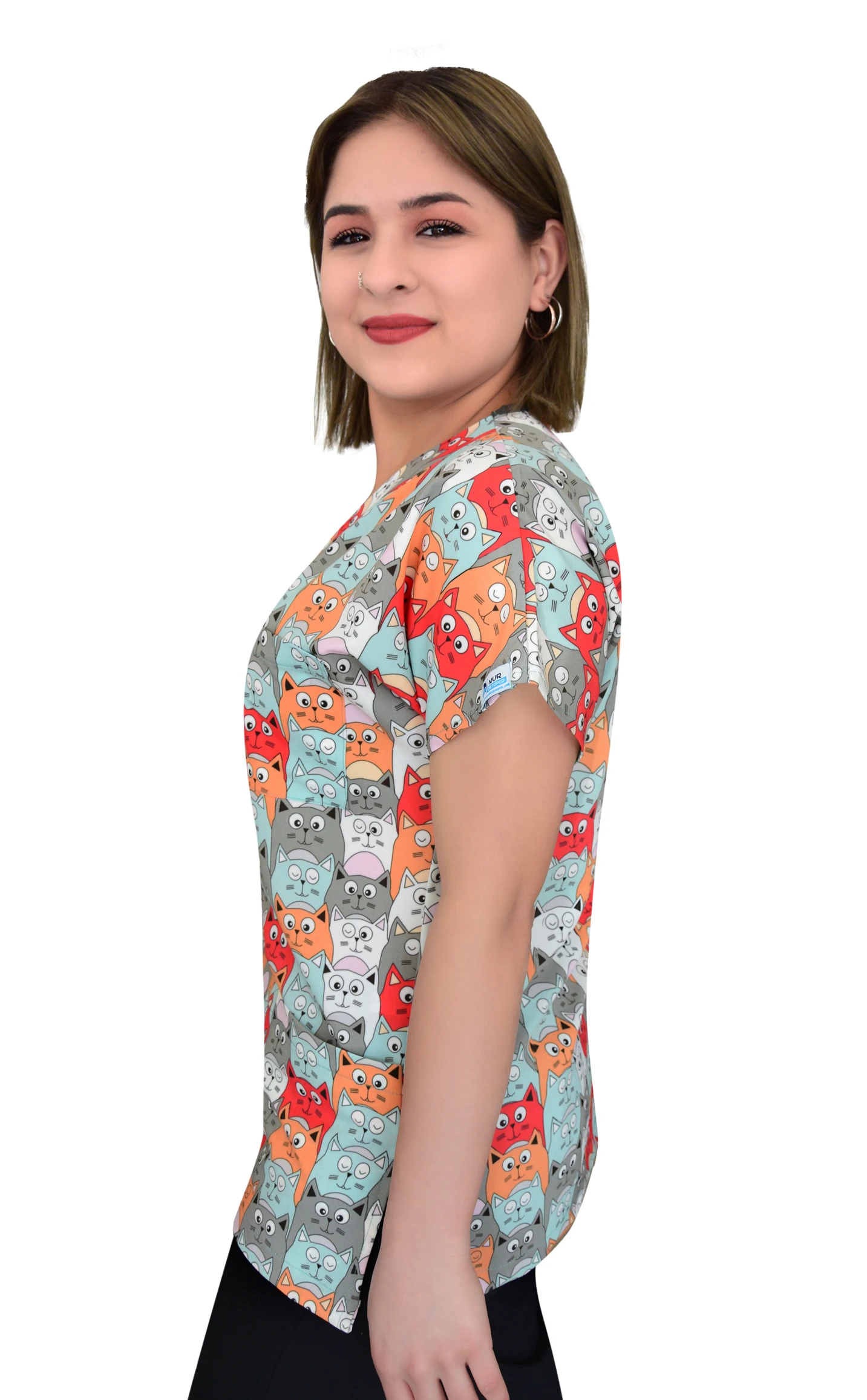 Оранжевый Цвет кошки с рисунком из полиэстера и лайкры тканью Юнисекс одна форма