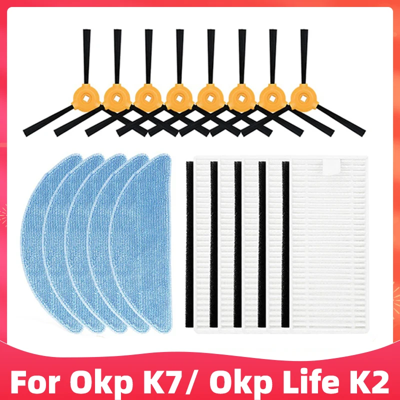 

Hepa Filter Side Brush Mop Cloths Rag Replacement For Okp Life K7 / Okp Life K2 Robotic Vacuum Cleaner Spare Parts Accessories