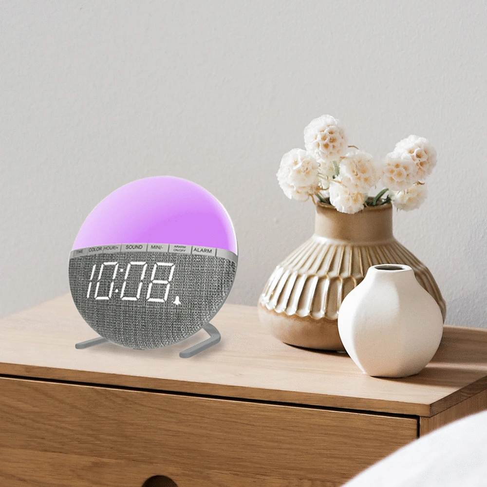 

7 Colors Digital Alarm Clock Night Light Multifunction Electronic Clock with Backlit Color Changing Sleep Light Bedroom Decor