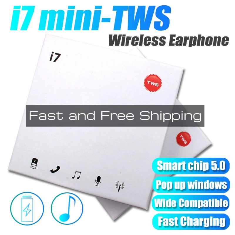 Bluetooth наушники TWS i7S с микрофоном заряжаемые беспроводные стереогарнитура