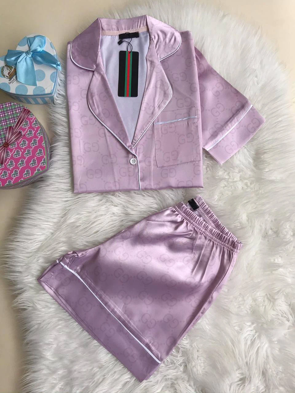 

Luxury Lavender Short Satin Pajamas Set