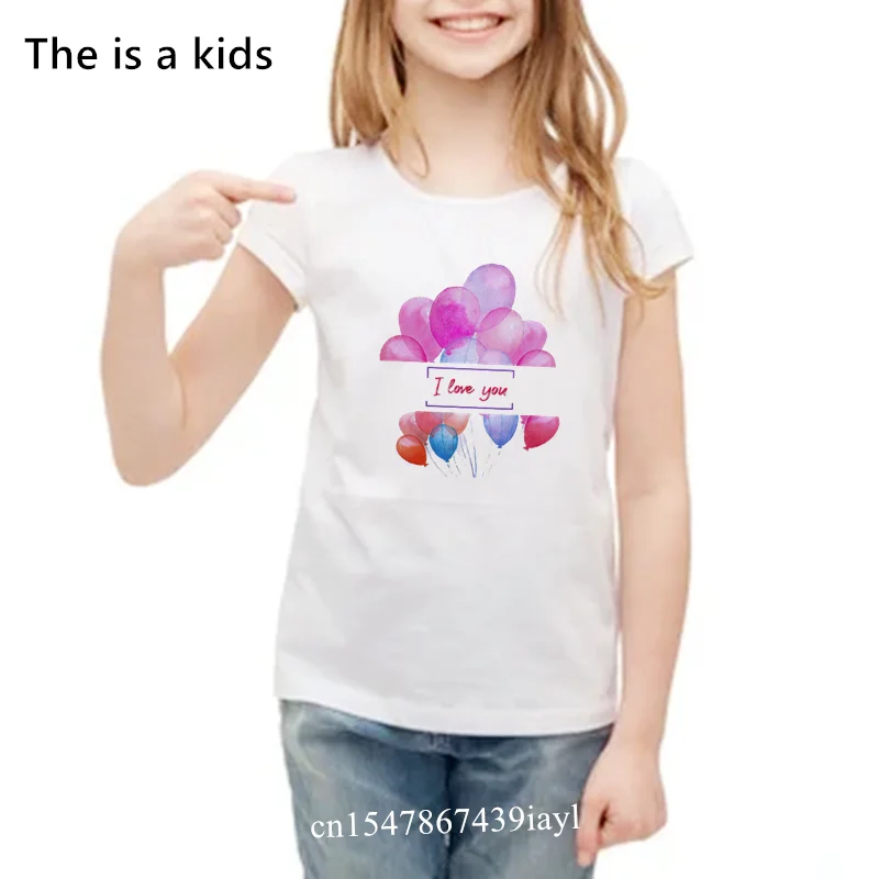 Balloon Girls T-Shirt Boys Short Sleeve Tee Tops Kids Cartoon Printing Unisex Clothes Children Birthday Party Wear,Drop Shipping