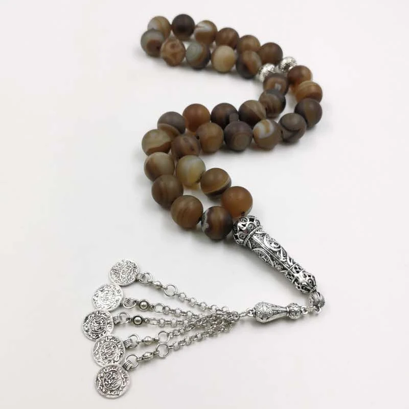 Большой Tasbih натуральный агат 33 молитвенные бусины misbaha специальный Розарий