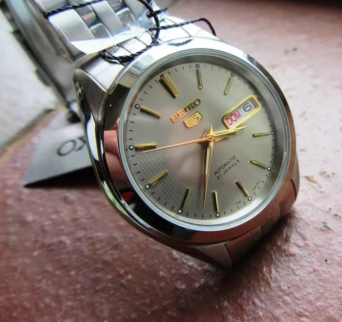 Мужские автоматические часы Seiko 5 SNKL19K1 серый циферблат стальной ремешок мужские