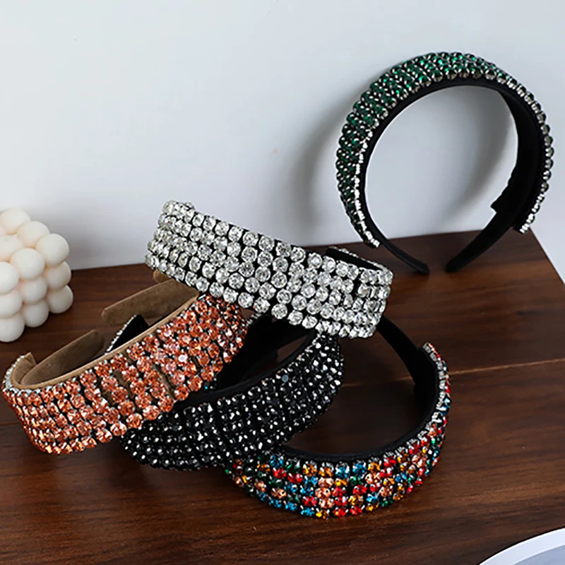 

ZHINI Girls Shiny Luxury Rhinestone Hair Band High Quality Hair Hoop Accessories for Women Crystal Headbands Wedding Accessories