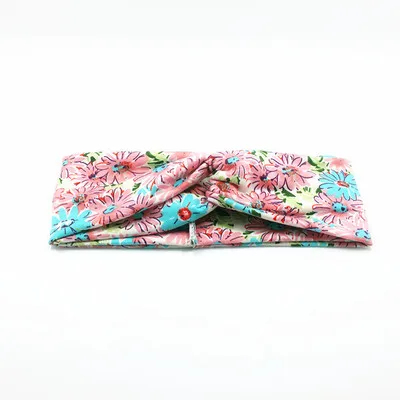 

europe and america printing knitting polyester cotton hairband overlapping motion elastic force hdadband lady accessories