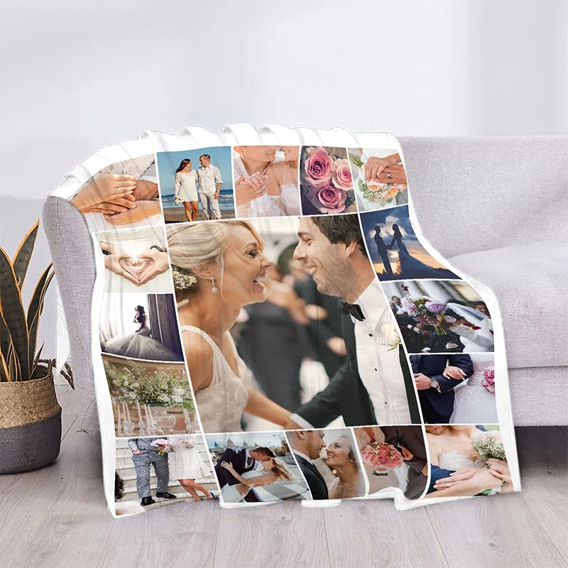 Custom Blanket Personalized Blankets with Photo Text Customized Throw Blankets for Family, Friends, Wedding,Anniversary ,Pets