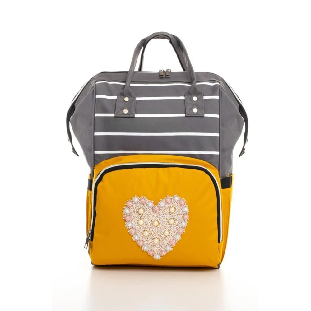 Satin Al Bebek şişesi Termos Sarı Ve Gri Sırt çantası Su Geçirmez Jartiyer Anne Bebek Bakımı Büyük Kapasiteli Lüks Sırt çantası