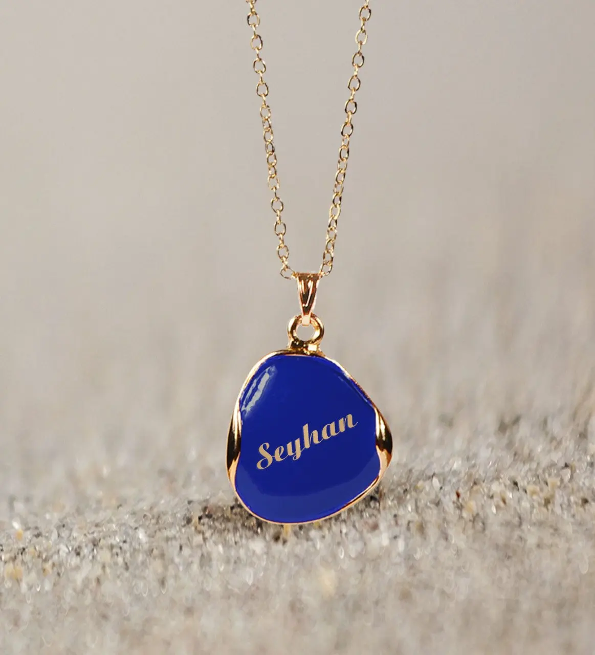 

Personalized Is Navy Blue Enamel Necklace