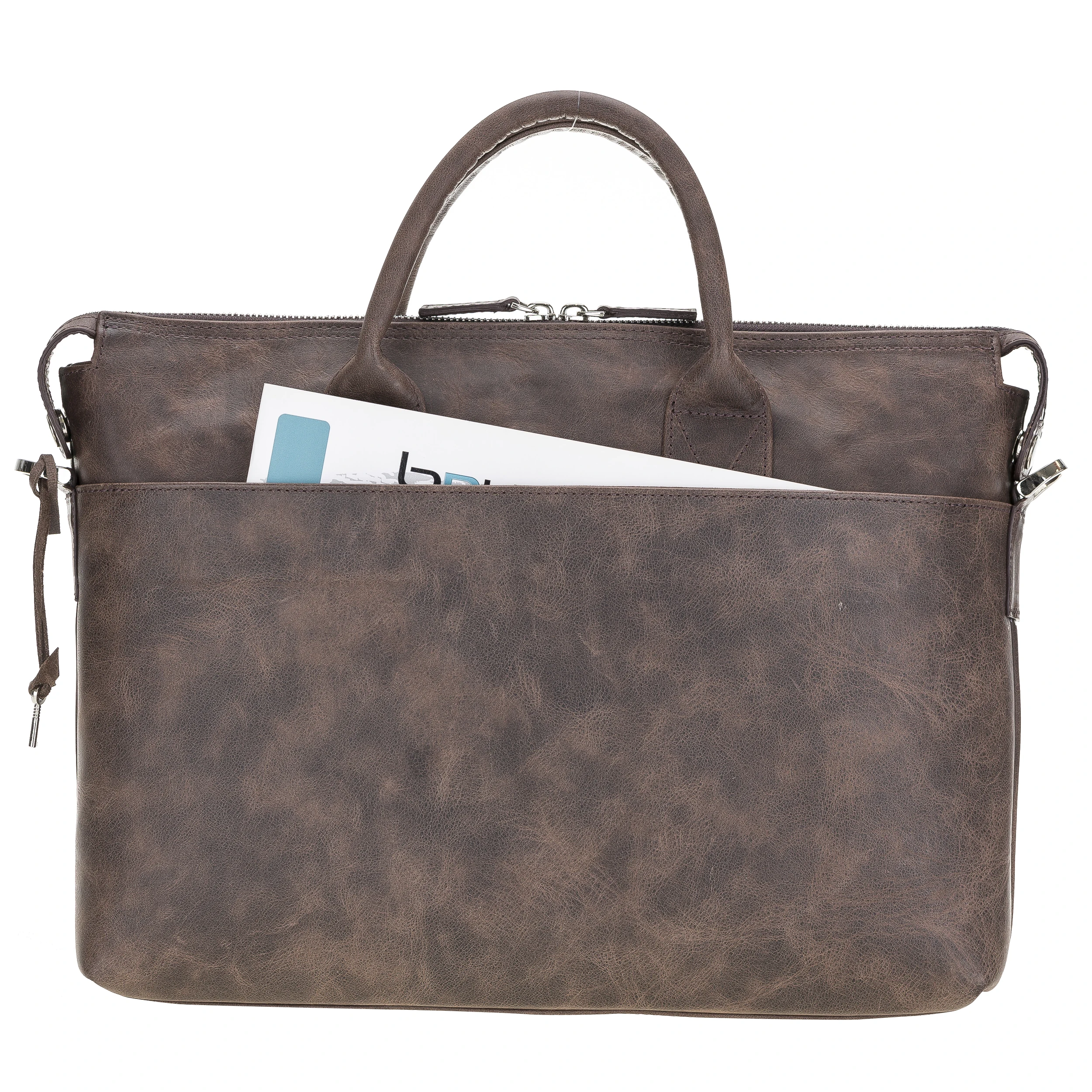 Handmade Genuine Leather Briefcase Notebook Laptop Bag Handbag with Shoulder Strap Elegant and Stylish Business Durable Bag 14