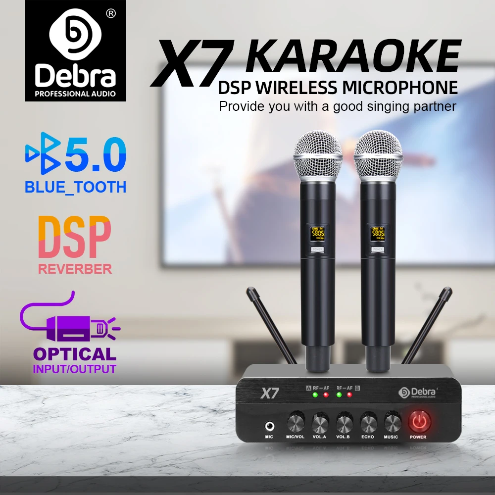 Портативная двойная ручная Беспроводная микрофонная система Debra X7 Bluetooth 5 0