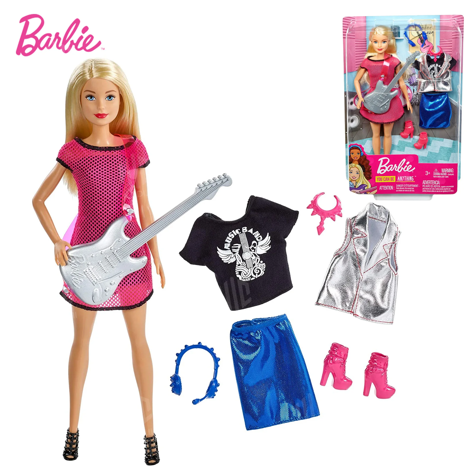 

Original Barbie Doll Musician Careers Guitarist Rockstar Clothes For Barbie Dolls Collector Girls Kids for Toy Gift Christmas