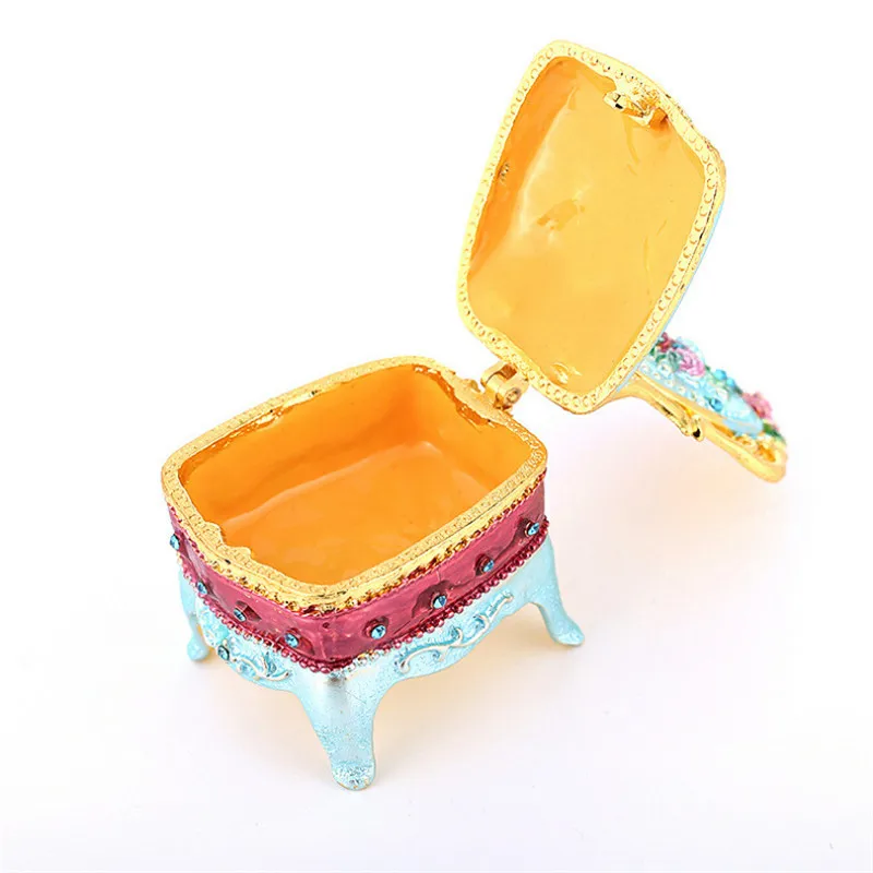 

Retro Europe Blue Chair Jewelry Box Fairy Chair Trinket Box Flower Chair Shape Decorative Box Decoration