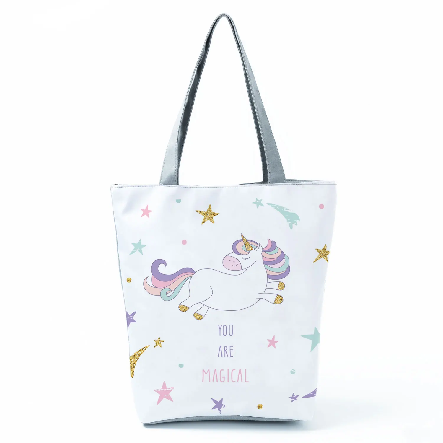 

Simple Fashion Animal Print Shoulder Bag Women Cartoon Unicorn Eco Friendly Handbags Ladies Portable High Capacity Tote Female