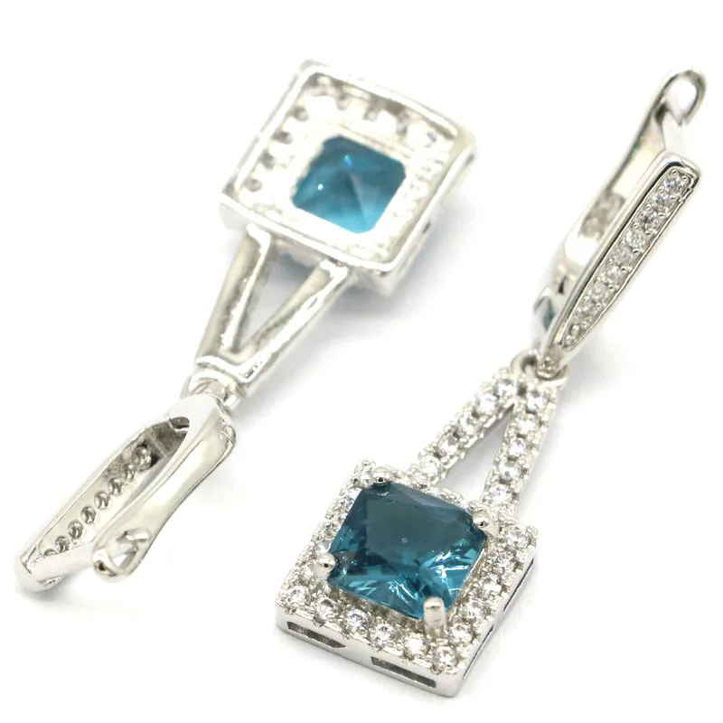 Красивые милые серебряные серьги SheCrown с лондонским голубым топазом розового