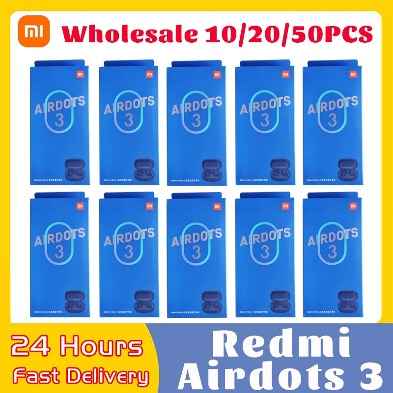 

XIAOMI 10/20/50 шт. оптом Xiaomi Redmi AirDots 3 Apt-X адаптивные наушники TWS беспроводные Bluetooth наушники стереонаушники