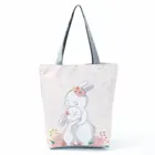 Сумка на плечо с цветочным принтом кролика, Милая женская Экологически чистая Повседневная сумка, Вместительная дорожная сумка, Портативная сумка